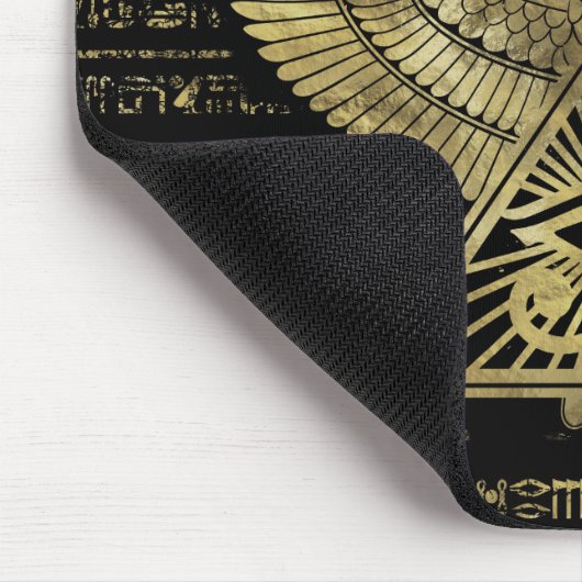 Horus - Wadjetの金ゴールドおよび黒のエジプトの目 マウスパッド (コーナー)