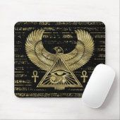 Horus - Wadjetの金ゴールドおよび黒のエジプトの目 マウスパッド (マウス)