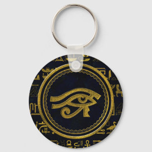 Horus - Wadjetの金ゴールドのエジプトの目 キーホルダー