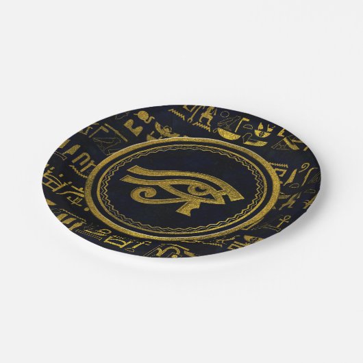 Horus - Wadjetの金ゴールドのエジプトの目 ペーパープレート (アングル)