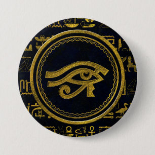 Horus - Wadjetの金ゴールドのエジプトの目 缶バッジ