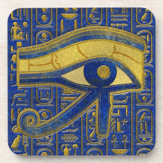 Horus - Wadjetラピスラズリの金ゴールドのエジプトの目 コースター