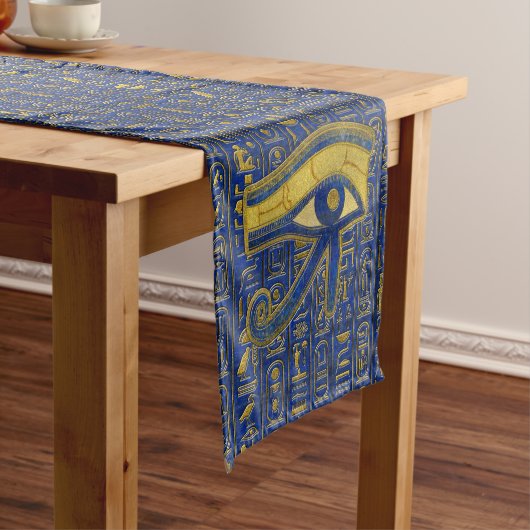 Horus - Wadjetラピスラズリの金ゴールドのエジプトの目 ショートテーブルランナー (インサイチュ)
