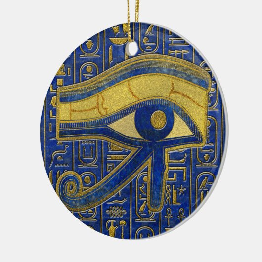 Horus - Wadjetラピスラズリの金ゴールドのエジプトの目 セラミックオーナメント (左)