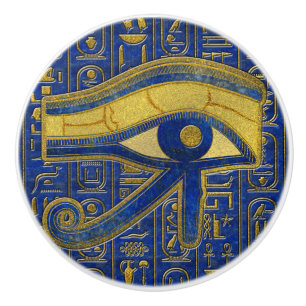Horus - Wadjetラピスラズリの金ゴールドのエジプトの目 セラミックノブ