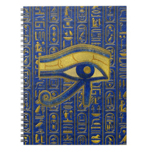 Horus - Wadjetラピスラズリの金ゴールドのエジプトの目 ノートブック
