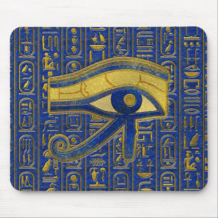 Horus - Wadjetラピスラズリの金ゴールドのエジプトの目 マウスパッド