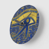 Horus - Wadjetラピスラズリの金ゴールドのエジプトの目 ラウンド壁時計 (傾斜)