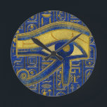 Horus - Wadjetラピスラズリの金ゴールドのエジプトの目 ラウンド壁時計<br><div class="desc">Horus - Wadjetラピスラズリの金ゴールドのエジプトの目</div>