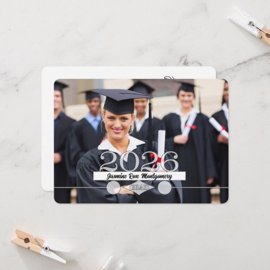 HORZ フォト 2025 卒業パーティー招待状 招待状 (正面/裏面インサイチュ)