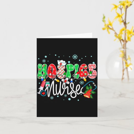 Hosce Nurse Funny Xmas Light Stethoscope Christmas カード (黄色い花)