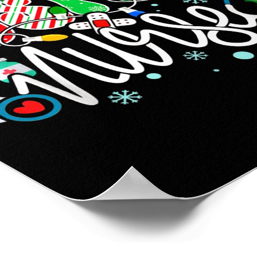 Hosce Nurse Funny Xmas Light Stethoscope Christmas ポスター (角)