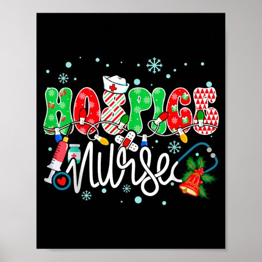Hosce Nurse Funny Xmas Light Stethoscope Christmas ポスター (正面)