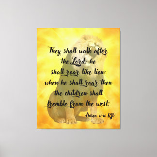 Hosea 11:10 Bible Verse Lion Canvas Wall Art キャンバスプリント