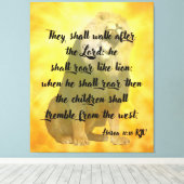 Hosea 11:10 Bible Verse Lion Canvas Wall Art キャンバスプリント (インサイチュ (ウッドフロア))