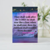 Hosea 11:10 KJVバイブル聖句Pic Flat Greeting Card カード (スタンド正面)