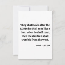 Hosea 11:10 KJVバイブルVerse Flat Greeting Card