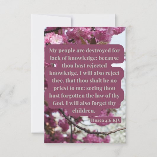 Hosea 4:6バイブル聖なる書物、 経典Pic Greeting カード (正面)