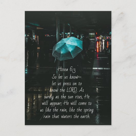 Hosea 6:3主を知るためにプレスしよう、聖書 ポストカード (正面)