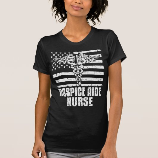 Hospice Aide Nurse American Flag Tシャツ (正面)