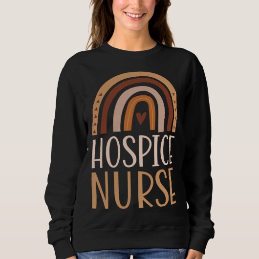 Hospice Nurse Nursing School Trendy Bohemian Rainb スウェットシャツ (正面)