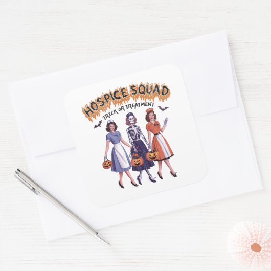 Hospice Squad Halloween For Nurse スクエアシール (封筒)