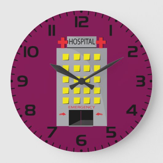 Hospital Building Emergency Entrance ラージ壁時計 (正面)
