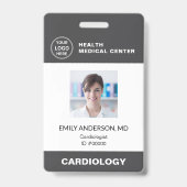 Hospital Clinic Doctor Employee Gray Bar Code ID バッジ (正面)