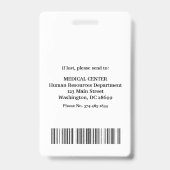 Hospital Doctor Nurse Care Security Photo ID バッジ (裏面)