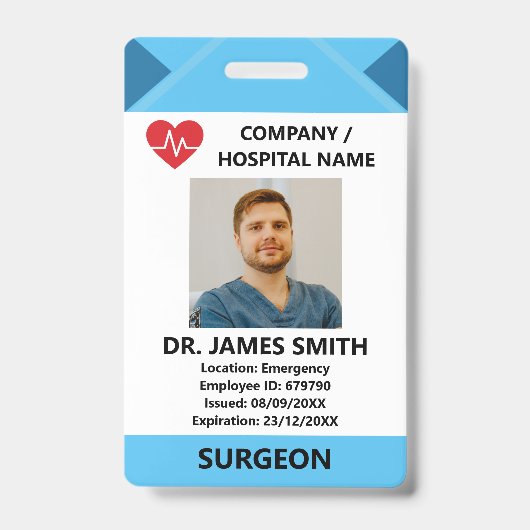 Hospital Doctor Nurse Care Security Photo ID バッジ (表面)