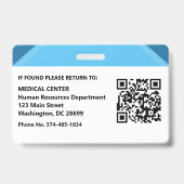 Hospital Doctor Nurse Care Security Photo ID バッジ (裏面)