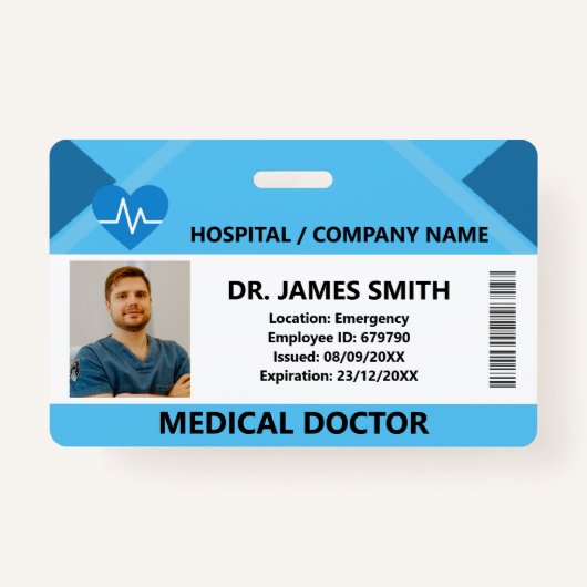 Hospital Doctor Nurse Care Security Photo ID バッジ (正面)