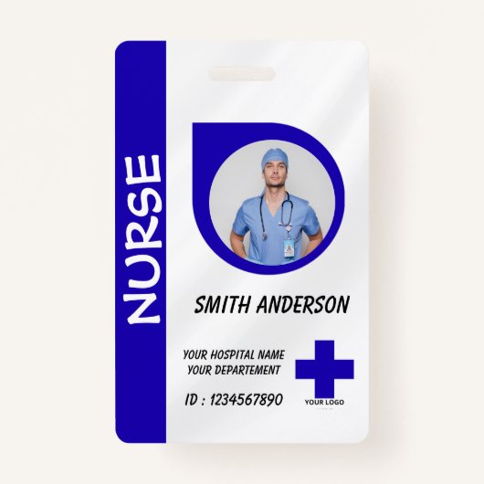 Hospital Employee Logo & Photo ID Badge バッジ (正面)