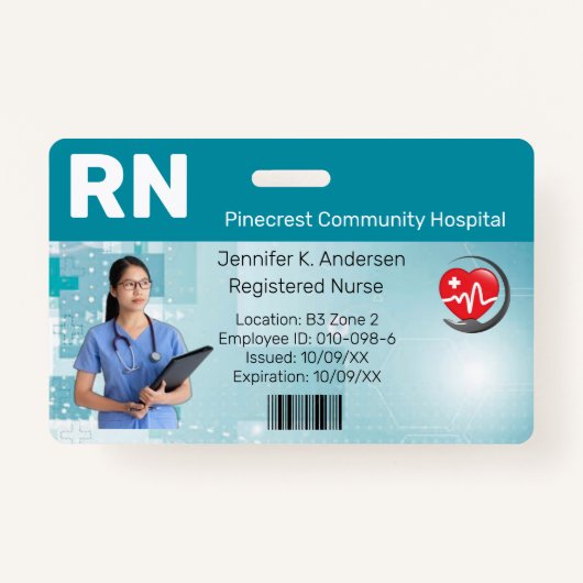 Hospital Medical Employee Photo ID バッジ (正面)