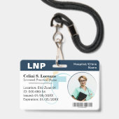 Hospital Medical Employee Photo ID Badge – Navy バッジ (正面（ネックストラップ付）)