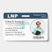 Hospital Medical Employee Photo ID Badge – Navy バッジ (正面)