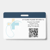 Hospital Medical Employee Photo ID Badge – Navy バッジ (裏面)