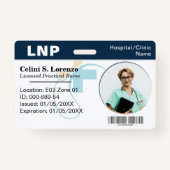 Hospital Medical Employee Photo ID Badge – Navy バッジ (正面)