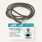 Hospital Medical Employee Photo ID Badge – Teal  バッジ (正面ランヤード)