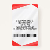 Hospital Staff Photo ID Badge バッジ (裏面)