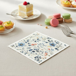 Hostess Blue Floral Watercolor Event スタンダードカクテルナプキン