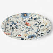 Hostess Garden Party Blue Floral Watercolor  ペーパープレート (アングル)