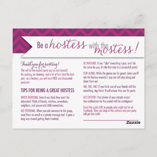 Hostess Scratcher/Instructionsはがき – FACEBOOK ポストカード (裏面)
