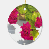 HOtピンクのフローラ花ピンクゼラニウム セラミックオーナメント (左)