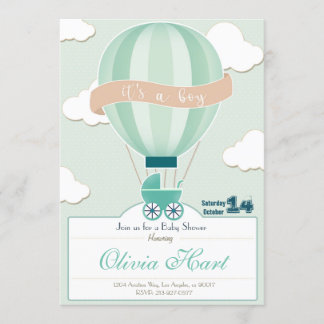 Hot Air Ballon Baby Shower Invitation (It´s a boy) 招待状