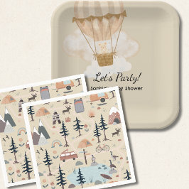 Hot Air Balloon, Adventure Awaits, Earth Tone  スタンダードカクテルナプキン