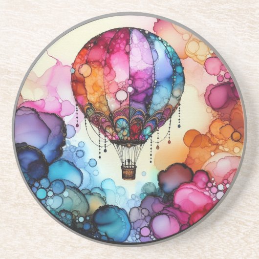 Hot Air Balloon Alcohol Ink コースター (正面)