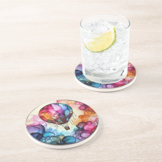 Hot Air Balloon Alcohol Ink コースター (側面)