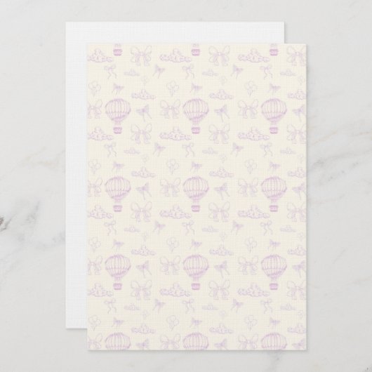 Hot Air-Balloon And Bows Seamless Pattern 招待状 (正面/裏面)
