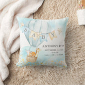 Hot Air Balloon Baby Shawer誕生誕生詳細 クッション (ブランケット)
